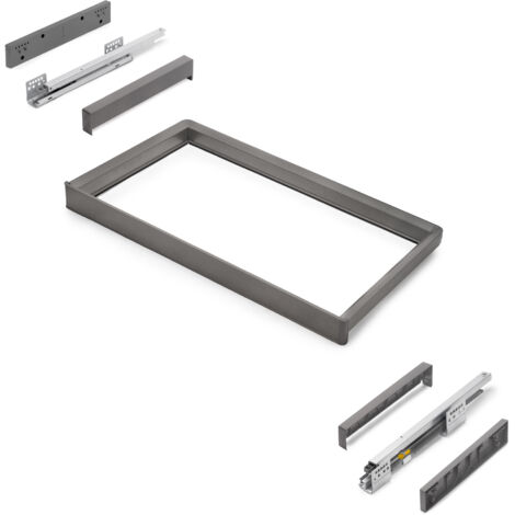 Emuca Bastidor con guías de cierre suave y extracción total para accesorios de armario Quartz, 762-788mm, Aluminio y Plástico, Titanio -