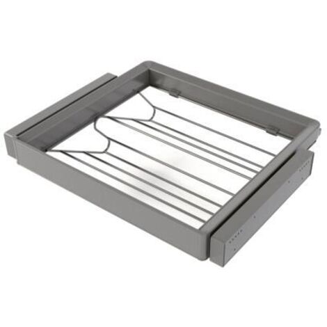 Emuca Kit de cajón zapatero y bastidor regulable Quartz para armarios, guías de cierre suave y extracción total, Módulo 60cm, Acabado Titanio - (1/5)