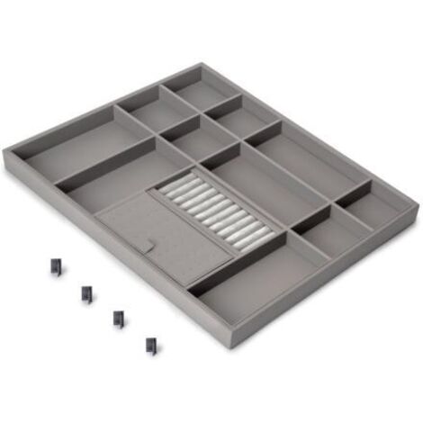Emuca Cajón organizador para armarios y vestidores Quartz, 540 (M70), Piel ecológica y madera, Titanio - (1/5)
