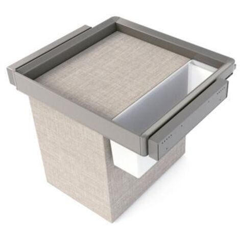 Emuca Kit de bandeja auxiliar, cesto y bastidor regulable Quartz para armarios, guías de cierre suave y extracción total, Módulo 60cm, Acabado Titanio - (1/5)