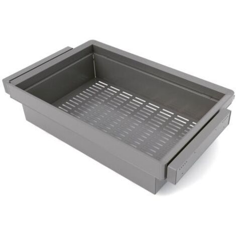 Emuca Kit de cajón metálico y bastidor regulable Quartz para armarios, guías de cierre suave y extracción total, Módulo 80cm, Acabado Titanio