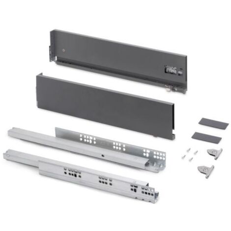 Emuca Cajón exterior Vertex con regulación 3D de altura 131mm, 40kg, espesor de tablero de 18mm, profundidad 450mm, Acero, Gris antracita (1/5)
