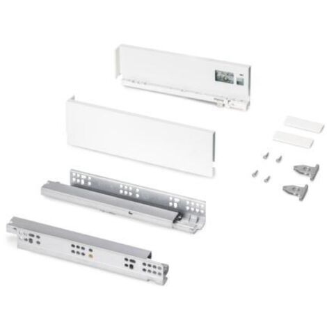 Emuca Cajón exterior Protone 30kg con guías de extracción total y cierre suave, Altura 93mm, profundidad 300mm, Acero, Pintado blanco