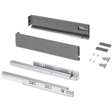 emuca cajón exterior protone 30kg con guías de extracción total y cierre suave, altura 93mm, profundidad 450mm, acero, gris antracita