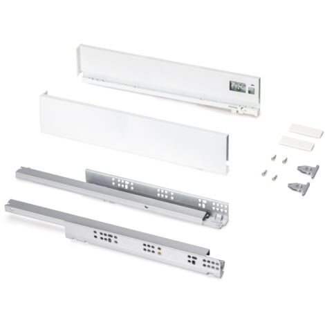 Emuca Cajón exterior Protone 30kg con guías de extracción total y cierre suave, Altura 93mm, profundidad 500mm, Acero, Pintado blanco