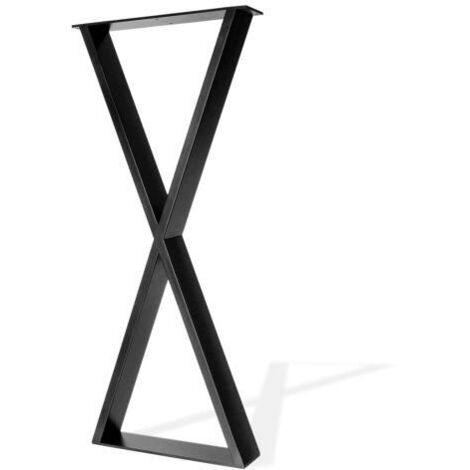 Pata en X de Metal para Muebles - Estilo Industrial -- Instalación por Atornillado - Medidas 380x80x850 mm - 1 Unidad - 85 cm de Altura - Color Negro Poro -
