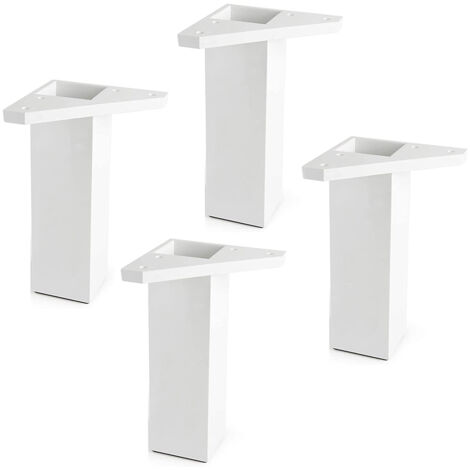 Pack 4 Patas para muebles con Placa de Montaje - Elevadores de muebles - Plástico ABS - Altura: 15 cm - Color: Blanco - No Incluye tornillos - REI