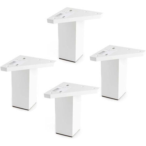 Pack 4 Patas para muebles con Placa de Montaje - Elevadores de muebles - Plástico ABS - Altura: 10 cm - Color: Blanco - No Incluye tornillos - REI