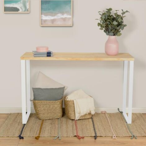 Pata de Metal para Muebles - Estilo Industrial -- Instalación por Atornillado - Medidas 300x40x800 mm - Altura 80 cm - 1 Unidad - Color Blanco Poro