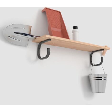 Gancho Escuadra Multiusos para Colgar en Pared Fabricado en Acero Acabado en Antracita Gran Capacidad de Carga Medidas 31200210 mm Sistema de Fijación Atornillado 1 Unidad