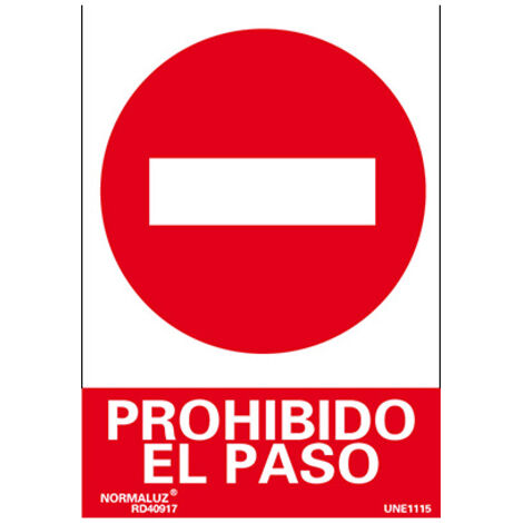 Señal 210x300mm pvc prohibido el paso rd40017