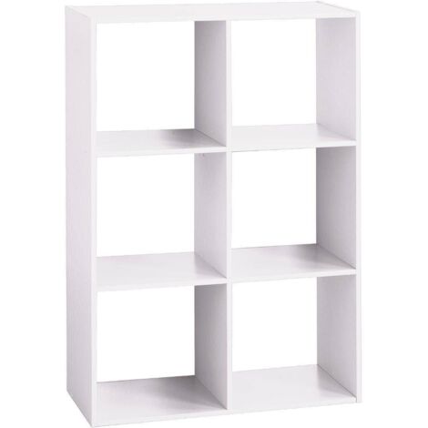 Estante de madera 6 compartimentos mezcla blanca