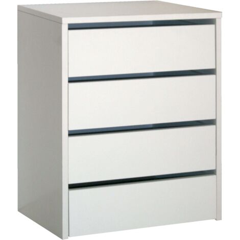 Cajonera Armario Auxiliar Tamaño Pequeño con 4 Cajones en Color Blanco Brillo 46x64x45 cm