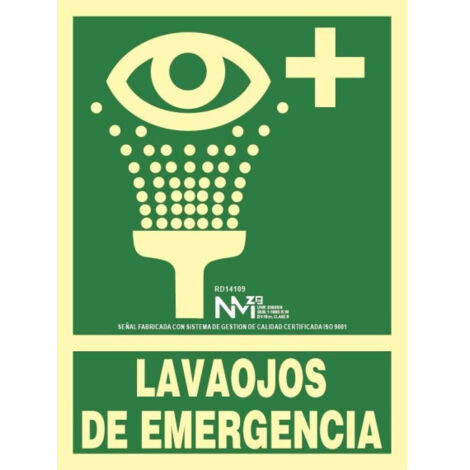 CARTEL PVC 210297 mm.LAVAOJOS EMERGENCIAS