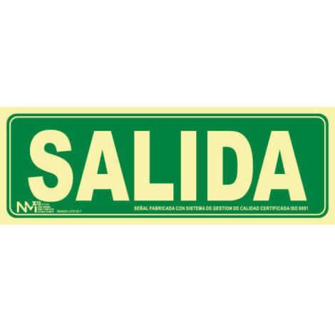 Señal salida pvc normaluz 1mm clase a 105x300mm