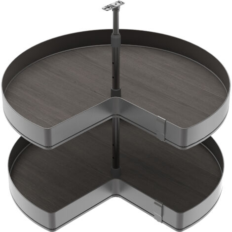 Emuca Juego de bandejas giratorias Harmony 3/4, Módulo ancho 800mm, Altura regulable, Acero y Madera, Gris antracita -