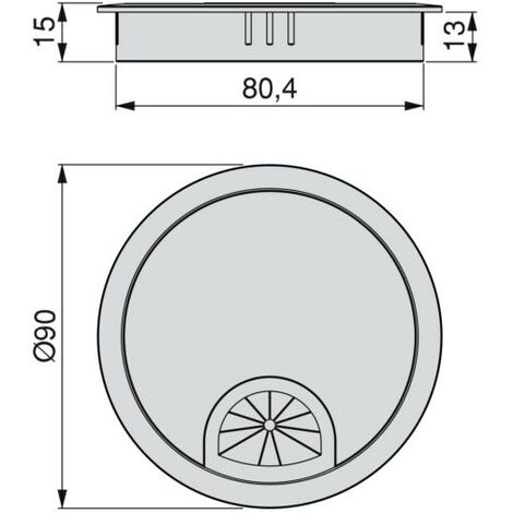 Tapa pasacables circular Circum, diámetro 80mm, Zamak, Cromado