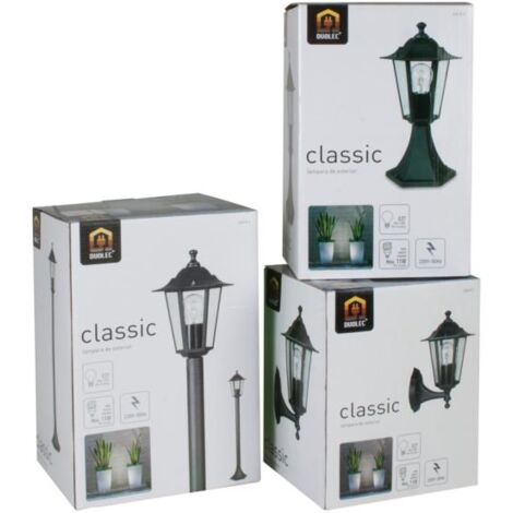 Aplique exterior descendente DUOLEC E27 60 W negro Classic -