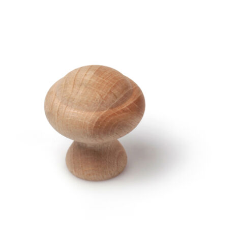 Pomo en madera con acabado haya crudo, dimensiones: 30x30x32mm, Ø: 30mm - (1/4)