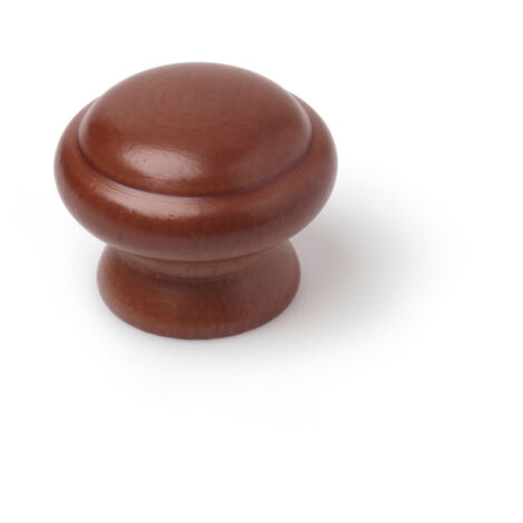 Pomo en madera con acabado nogal, dimensiones: 40x40x32mm, Ø: 40mm -