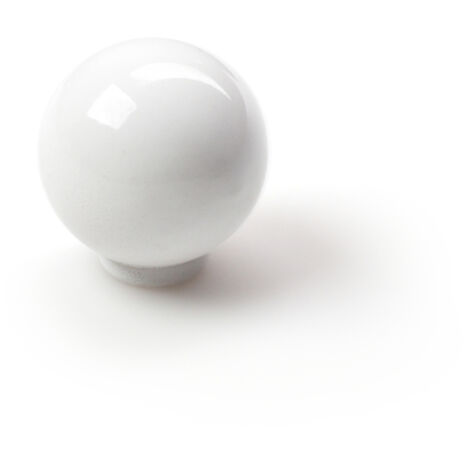 Pomo de plástico con acabado blanco, dimensiones: 25x25x26mm Ø: 25mm -