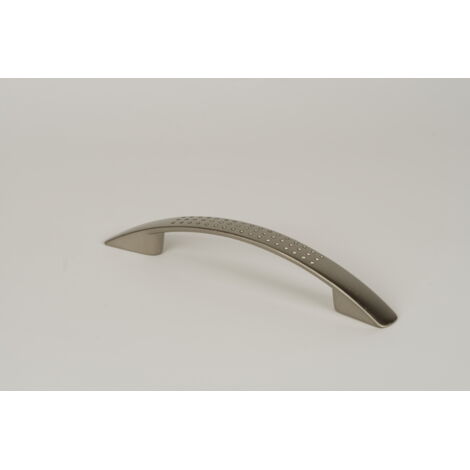 Asa de zamak con acabado níquel satinado, dimensiones:162x16x27mm y entrepuntos:128mm -