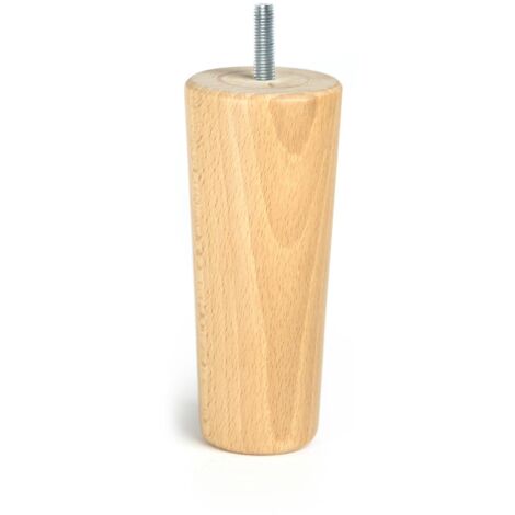 Pata de madera cónica con una altura de 140 mm y acabada en crudo. Dimensiones: 64x64x140 mm -