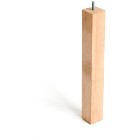 Pata de madera cuadrada con una altura de 360 mm y acabada en haya crudo.  Dimensiones: 45x45x360 mm 