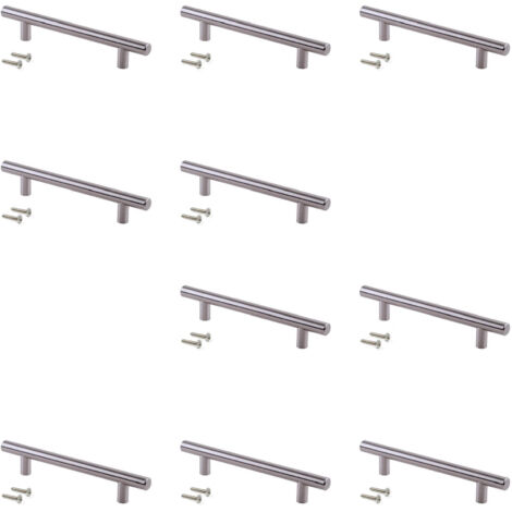 Emuca Lote de 10 tiradores para mueble Orlando, L336mm, intereje 256mm, Acero, Níquel satinado -