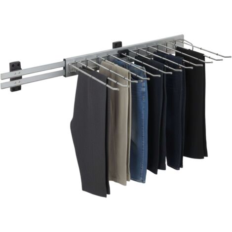 emuca pantalonero de montaje lateral para armario self, mano derecha, acero y plástico y aluminio, cromado