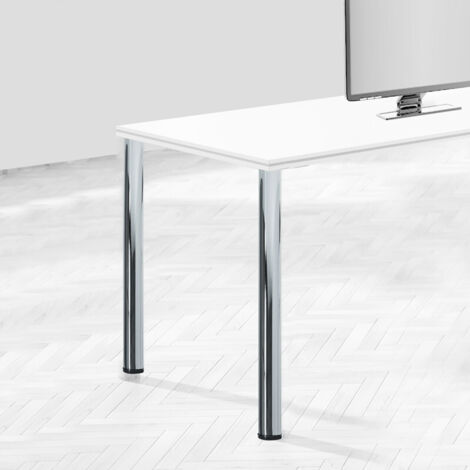 Emuca Lote de 4 patas para mesa, diámetro 60mm, H 710mm, Acero, Níquel satinado -