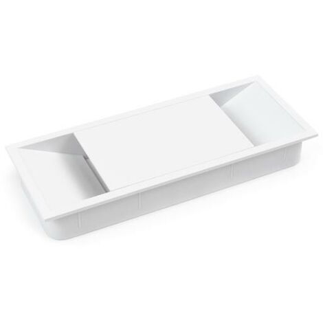 Emuca Pasacables mesa, rectangular, 152 x 61 mm, para encastrar, Plástico,  Blanco 