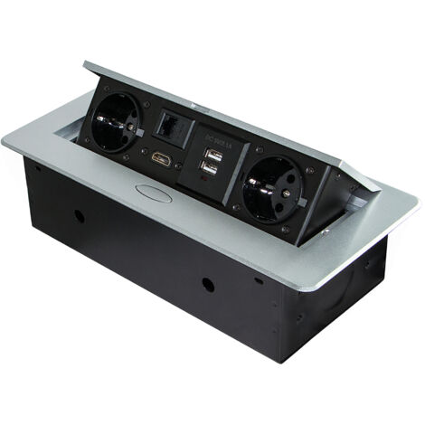 Emuca Multiconector Atom 26 para escritorio, EU, Pintado aluminio, Acero y Plástico y Zamak, 1 ud. -