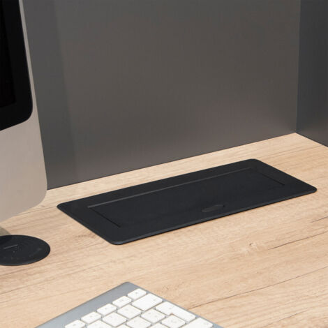 emuca multiconector para escritorio atom 26 lite, 225x111mm, 2 enchufes tipo schuko, 1 usb tipo a, 1usb tipo c, zamak-acero-plástico, negro