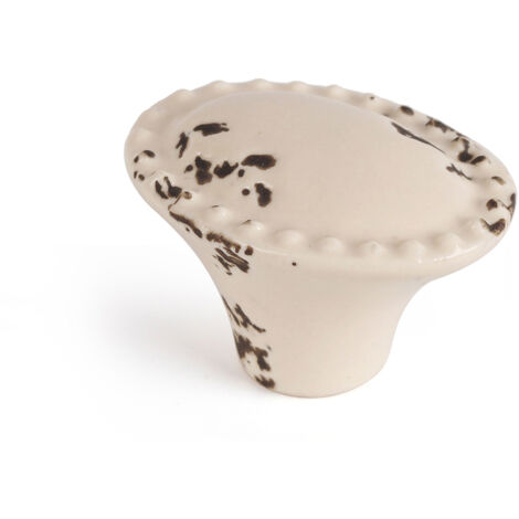 Pomo para Mueble  Estilo Decorativo  Fabricado en Porcelana  Acabado en Crema  Medidas 423128 mm  Sistema de Fijación Atornillado  Incluye Tornillos M4  1 Unidad - (1/3)