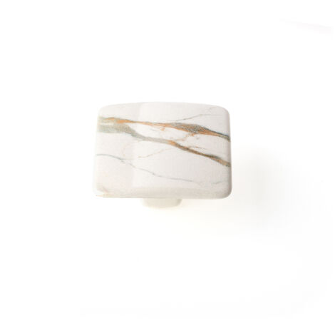 Pomo para Mueble  Estilo Decorativo  Fabricado en Zamak  Acabado en Blanco - Amarillo  Medidas 373720 mm  Sistema de Fijación Atornillado  Incluye Tornillos M4  1 Unidad -