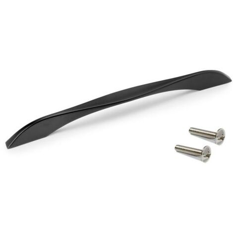 Emuca Lote de 20 tiradores para mueble Varna, L247mm, intereje 224mm, Zamak, Pintado negro - (1/5)