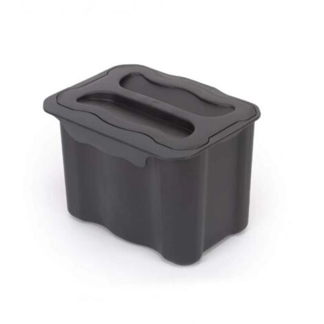 Emuca Contenedor de reciclaje para colgar en la puerta y recoger la basura Recycle, 1 vaso de 5 litros, con tapa, Plástico gris antracita - (1/5)