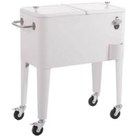 LOLAhome Nevera Carrito Vintaje para Barbacoa. Blanca, 56 litros de capacidad, de Acero con epoxi Anticorrosión. Carrito de bebidas auxiliar isotermo. Para Exterior, Jardín, Terraza. Fresh