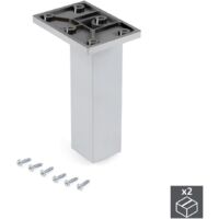 Emuca Lote de 2 pies regulables para muebles Smartfeet, central, regulable 140-150mm, Plástico, Cromado -
