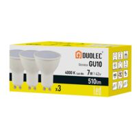Pack 3 bombillas Led dicroica DUOLEC GU10 luz cálida 7W -