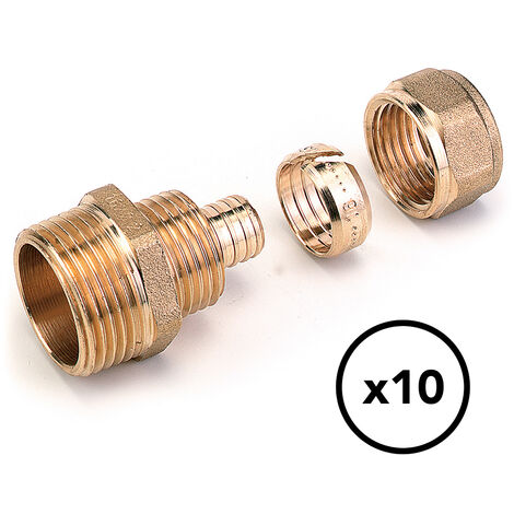 Comap – Raccord PER droit à compression – Mamelon mâle 1/2' – Diamètre 16 mm – Laiton CW617N pour installations sanitaires