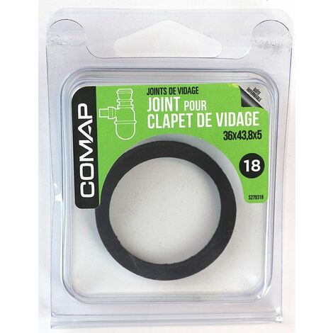 Comap – Joint d'étanchéité pour clapet de vidage 36x43,8x5 mm – 1 joint noir pour plomberie – S279318