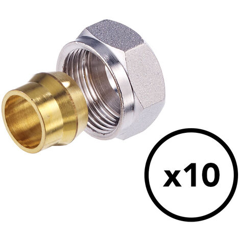 COMAP Raccord mécanique à compression pour tube métallique, cuivre, acier calibré - M22 - 15 mm - Finition nickelé- 835415
