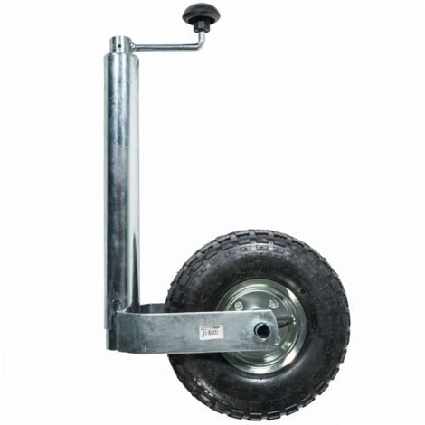 Werka Pro – Roue jockey gonflable Ø260mm – Support Ø48mm – Charge max 130kg – Manivelle permanente pour remorque et caravane
