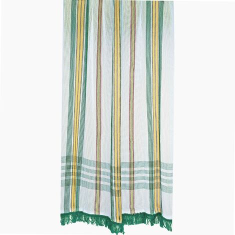 Rideau marseillais tissé vert 140 x 250 cm – 65 % coton, 20 % polyéthylène, 15 % acrylique – Lavable en machine à 30° – Poyet Motte