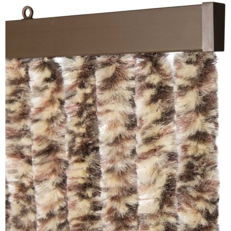 Rideau chenille marron et beige WERKA PRO 90 x 220 cm