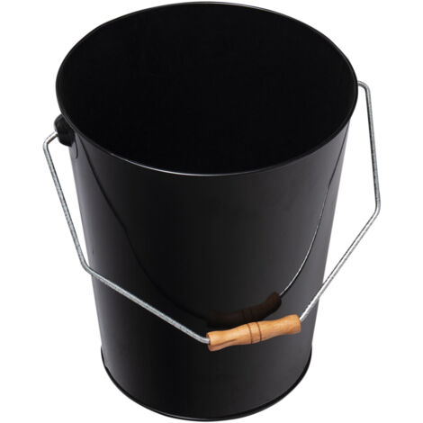 Seau à Cendres Avec Couvercle Et Poignée, 15 Litres, Avec Balayette Et Pelle De Cheminee Noir Naturel Relaxdays 98922574