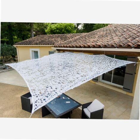 Werka Pro – Toile d'ombrage ajourée blanche 3 x 4m – Résistante aux UV – Polyester imputrescible – Avec crochets d'attache en acier chromé