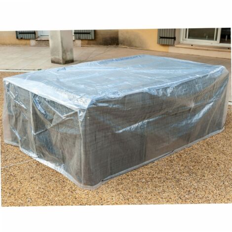 Werka Pro – Housse salon de jardin 220x120x70cm – Étanche et imputrescible – Compatible avec 4 chaises – Polyéthylène traité anti UV